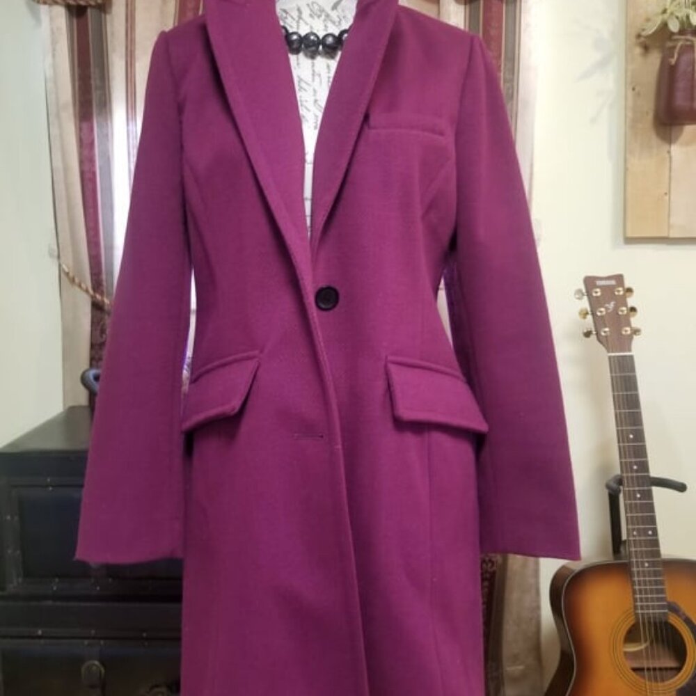 NWT $328 BCBGMAXAZRIA Raspberry Two-Button Riding Coat, Sz Large - Picture 11 of 15